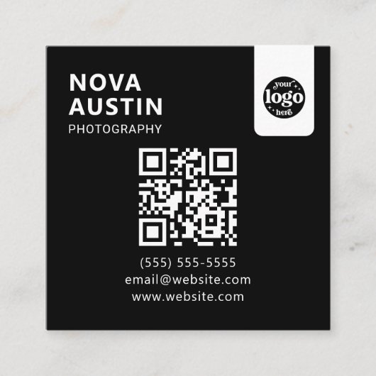 Professioneel QR-code Minimal Design met Logo Vierkante Visitekaartje (Voorkant)