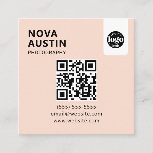 Professioneel QR-code Minimal Design met Logo Vierkante Visitekaartje (Voorkant)
