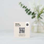 Professioneel QR-code Minimal Design met Logo Vierkante Visitekaartje (Staand voorkant)