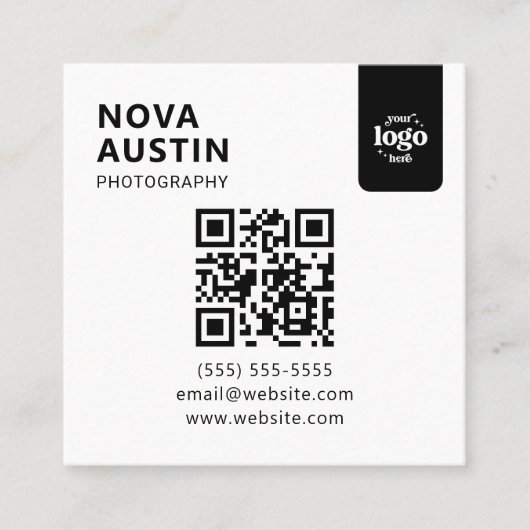 Professioneel QR-code Minimal Design met Logo Vierkante Visitekaartje (Voorkant)