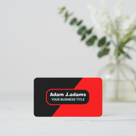 Professioneel (QR-code) Modern Helder Rood & Zwart Visitekaartje (Staand voorkant)