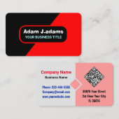 Professioneel (QR-code) Modern Helder Rood & Zwart Visitekaartje (Voorkant / Achterkant)