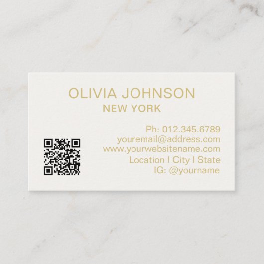 Professioneel QR-code modern minimalistisch goud i Visitekaartje (Voorkant)