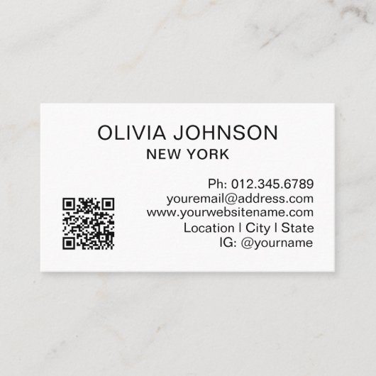 Professioneel QR-code Modern Minimalistisch Wit Visitekaartje (Voorkant)