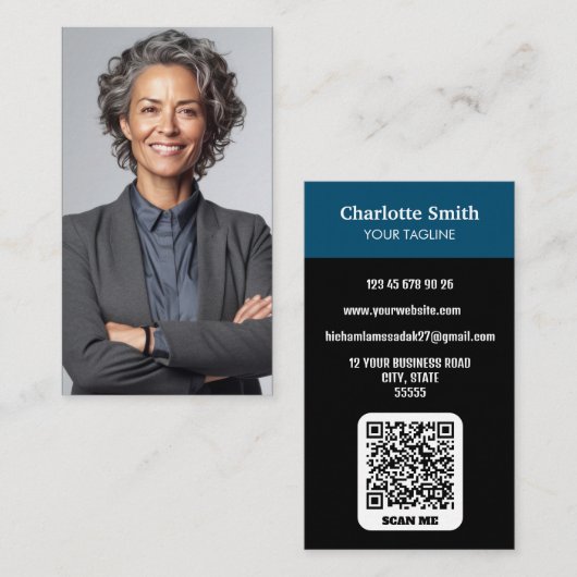 Professioneel QR Code Photo Visitekaartje (Voorkant / Achterkant)