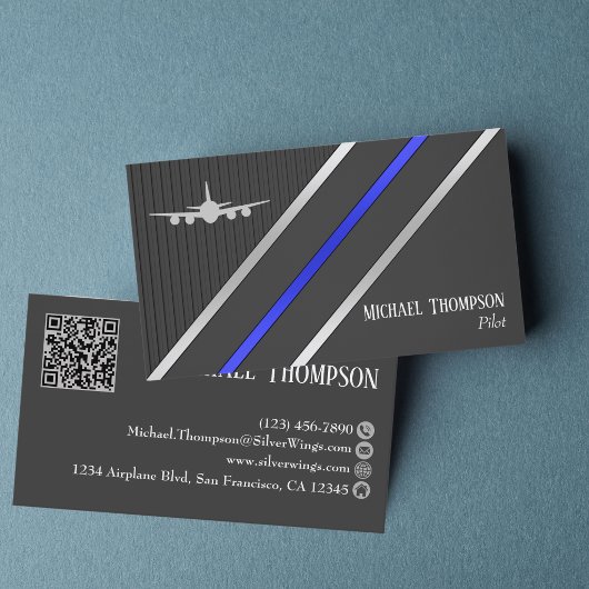 Professioneel QR Code Piloot Stijlvolle Luchtvaart Visitekaartje
