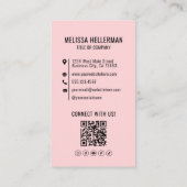 Professioneel QR Code Roze Foto Logo Verticaal Visitekaartje (Achterkant)