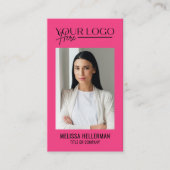 Professioneel QR Code Roze Foto Logo Verticaal Visitekaartje (Voorkant)
