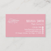 Professioneel QR Code Roze Wit Vluchtinstructeur Visitekaartje (Voorkant)