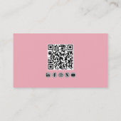 Professioneel QR Code Roze Wit Vluchtinstructeur Visitekaartje (Achterkant)