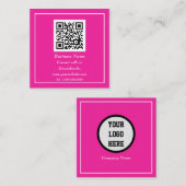 Professioneel QR-code scanbaar heet roze Vierkante Visitekaartje (Voorkant / Achterkant)