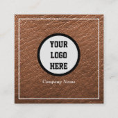 Professioneel QR-Code Scannable Bruin Leer Vierkante Visitekaartje (Achterkant)