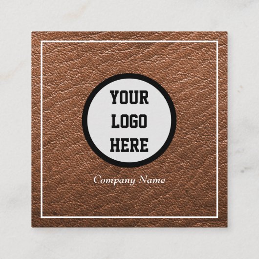Professioneel QR-Code Scannable Bruin Leer Vierkante Visitekaartje (Achterkant)