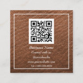 Professioneel QR-Code Scannable Bruin Leer Vierkante Visitekaartje (Voorkant)