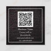 Professioneel QR-Code Scannable Bruin Leer Vierkante Visitekaartje (Voorkant)
