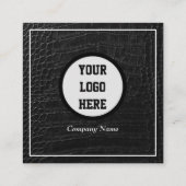 Professioneel QR Code Scannable Zwart Leer Vierkante Visitekaartje (Achterkant)