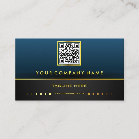 Professioneel QR-code verloop blauw en goud Visitekaartje (Voorkant)