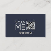 Professioneel QR-code, Vliegtuig,Blauw,minimalisti Visitekaartje (Achterkant)