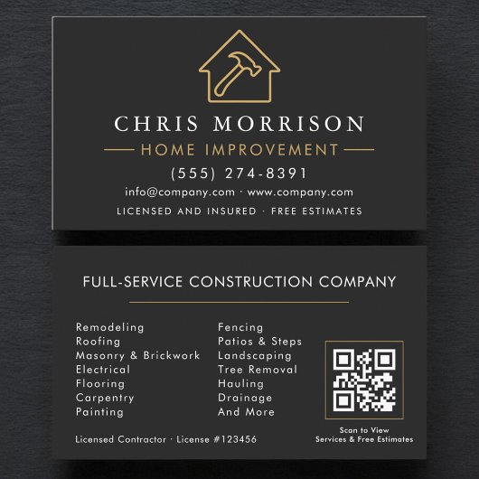 Professioneel QR-code voor woningverbetering Visitekaartje