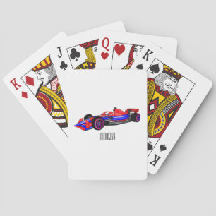 Professioneel raceautocartoonillustratie pokerkaarten