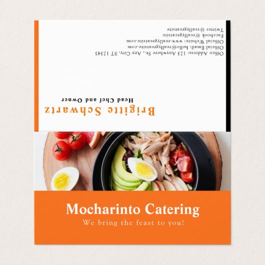 Professioneel restaurant en catering visitekaartje (Buitenkant ongevouwen)