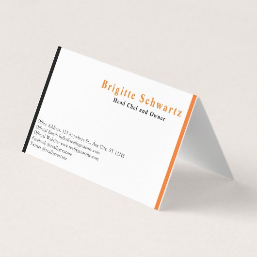 Professioneel restaurant en catering visitekaartje (Achterkant)