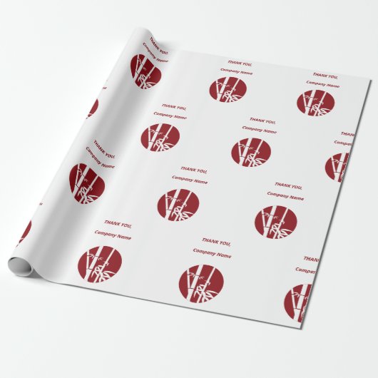 Professioneel Rode Aangepaste Logo & Bedankt Verpa Cadeaupapier (Uitgerold)
