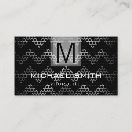 Professioneel roestvrij staal monogram #6 visitekaartje (Voorkant)
