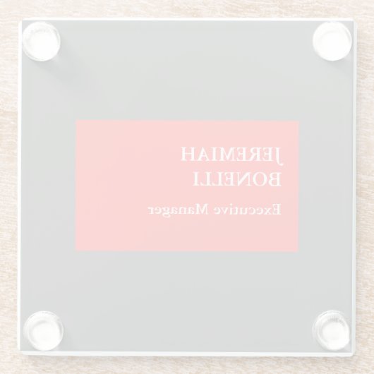 Professioneel rood grijs minimalistisch modern jou glazen onderzetter (Achterkant)