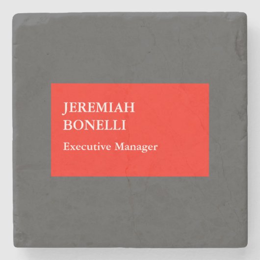 Professioneel rood grijs minimalistisch modern jou stenen onderzetter (Voorkant)