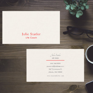 Professioneel Rood & Ivoor Moderne Typografie Visitekaartje