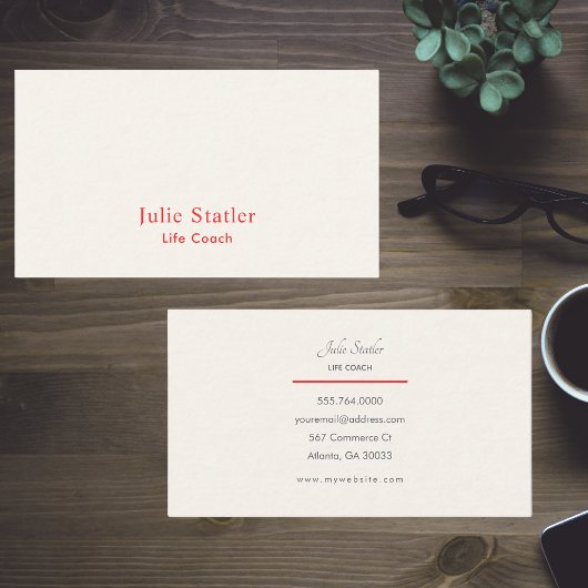 Professioneel Rood & Ivoor Moderne Typografie Visitekaartje