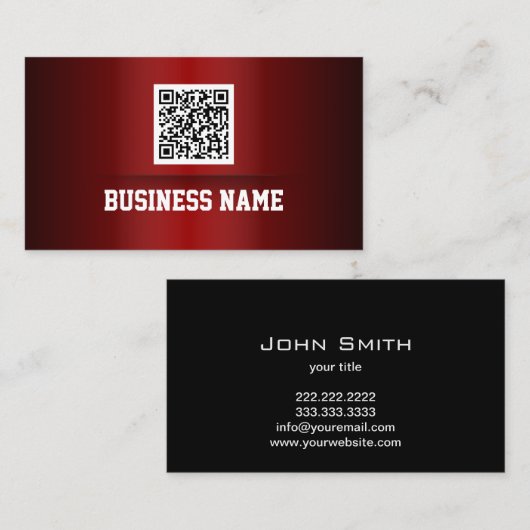 Professioneel rood metaal QR-code vet Visitekaartje (Voorkant / Achterkant)