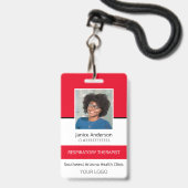 Professioneel rood personeels-ID-badge met foto Badge (Voorzijde met lanyard)