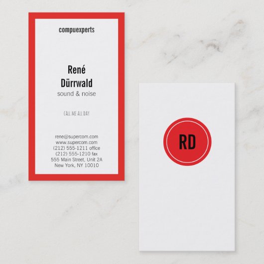 Professioneel rood visitekaartje (Voorkant / Achterkant)