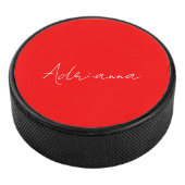 Professioneel rood voeg jouw naam handschrift retr hockey puck (3/4)