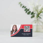 Professioneel Rood voeg uw Logo QR Code toe Foto Visitekaartje (Staand voorkant)