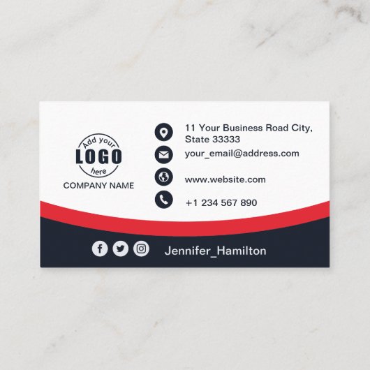 Professioneel Rood voeg uw Logo QR Code toe Foto Visitekaartje (Achterkant)