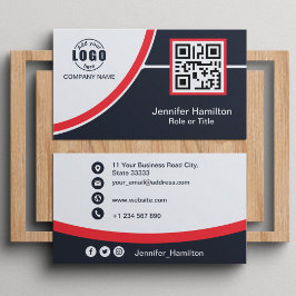 Professioneel Rood voeg uw Logo QR-code toe Visitekaartje