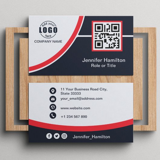 Professioneel Rood voeg uw Logo QR-code toe Visitekaartje