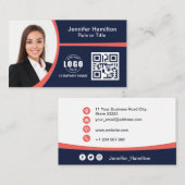Professioneel Rood voeg uw Logo QR-code toe Visitekaartje (Voorkant / Achterkant)