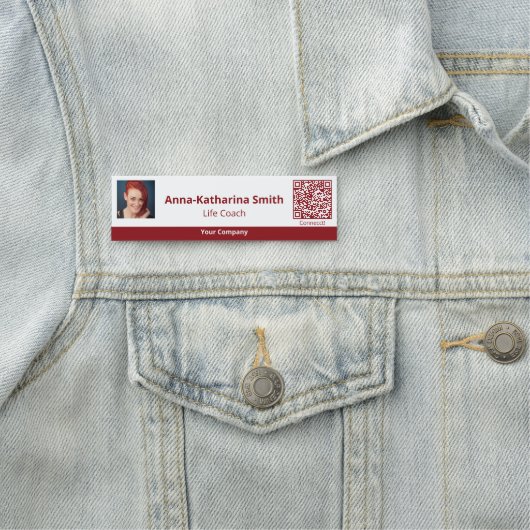 Professioneel Rood Wit Afbeelding QR-code Bedrijf Naamplaatje (In situ)