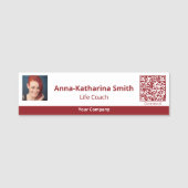 Professioneel Rood Wit Afbeelding QR-code Bedrijf Naamplaatje (Voorkant)