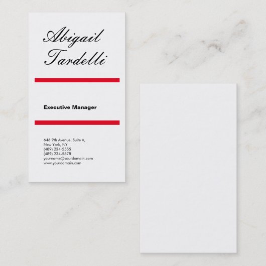 Professioneel rood wit minimalistisch klassiek visitekaartje (Voorkant / Achterkant)