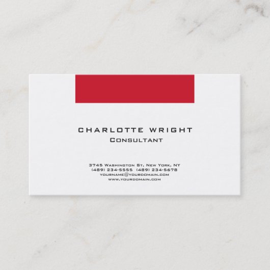 Professioneel rood wit modern minimalistisch ontwe visitekaartje (Voorkant)