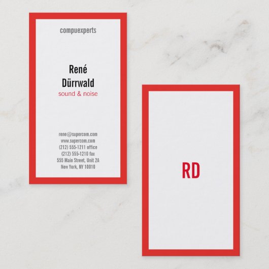 Professioneel rood wit zwart visitekaartje (Voorkant / Achterkant)