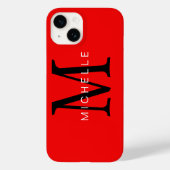 Professioneel rood zwart monogram Jouw naam Case-Mate iPhone Case (Achterkant)