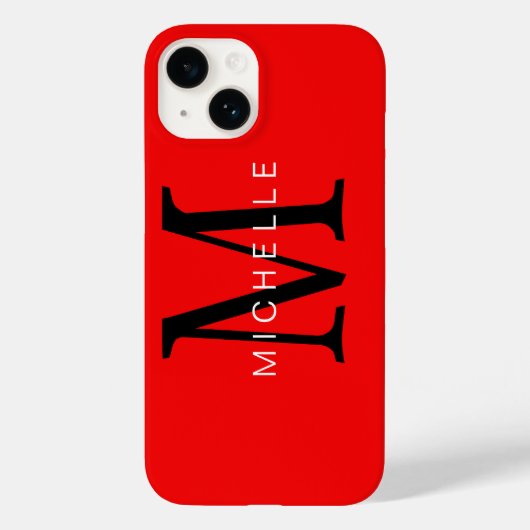Professioneel rood zwart monogram Jouw naam Case-Mate iPhone Case (Achterkant)