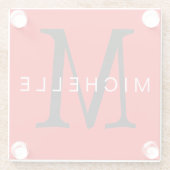 Professioneel rood zwart monogram Jouw naam Glazen Onderzetter (Achterkant)