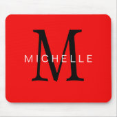 Professioneel rood zwart monogram Jouw naam Muismat (Voorkant)